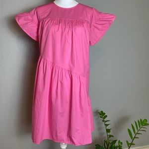Ruffle Short Sleeve Tiered Pink Dress